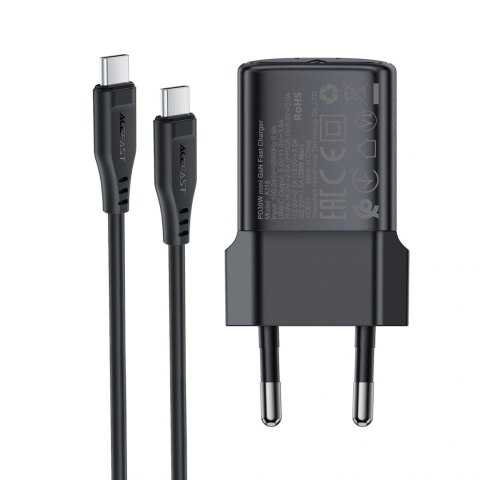 Ładowarka sieciowa Acefast A118 30W GaN USB-C z kablem USB-C do Lightning 1.2m - czarna