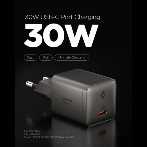 Ładowarka sieciowa Spigen Essential EE301EU 1-Port 30W - ciemnoszara