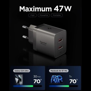 Ładowarka sieciowa Spigen Essential EE472EU-GAN 2-Porty 47 W - ciemnoszara