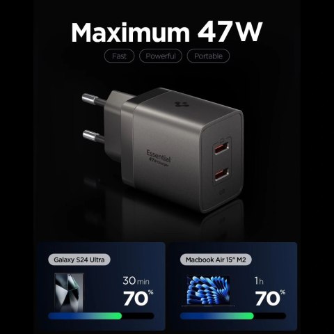 Ładowarka sieciowa Spigen Essential EE472EU-GAN 2-Porty 47 W - ciemnoszara