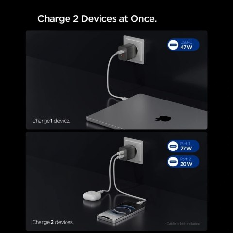 Ładowarka sieciowa Spigen Essential EE472EU-GAN 2-Porty 47 W - ciemnoszara