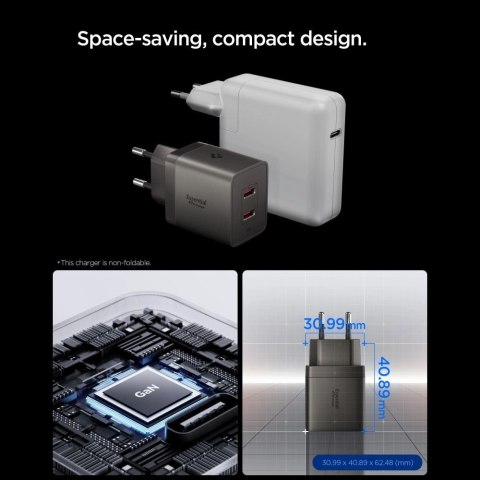 Ładowarka sieciowa Spigen Essential EE472EU-GAN 2-Porty 47 W - ciemnoszara