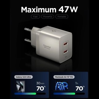 Ładowarka sieciowa Spigen Essential EE472EU-GAN 2-Porty 47 W - tytanowa