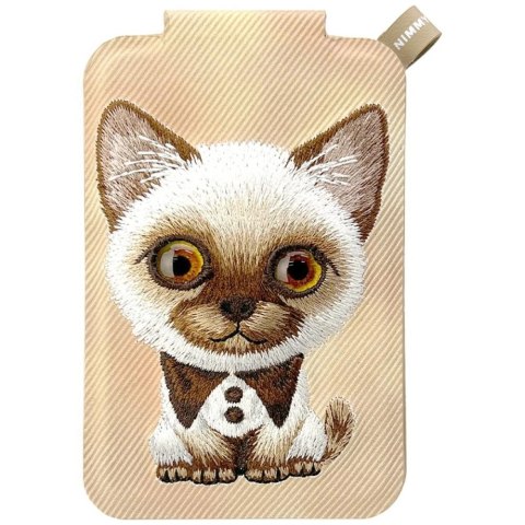Portfel Magnetyczny Nimmy New Big-Eye Cute Pets 2.0 Cat ze stojakiem na telefon - brązowe