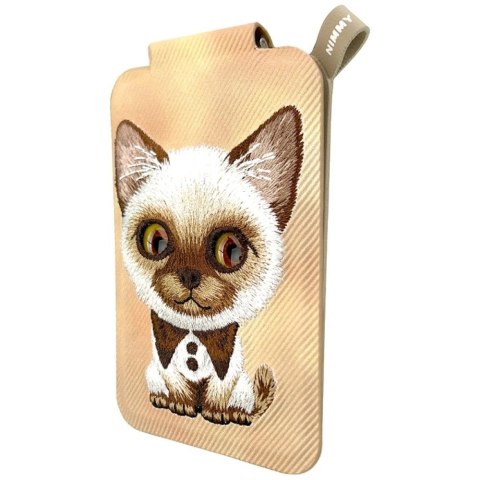 Portfel Magnetyczny Nimmy New Big-Eye Cute Pets 2.0 Cat ze stojakiem na telefon - brązowe