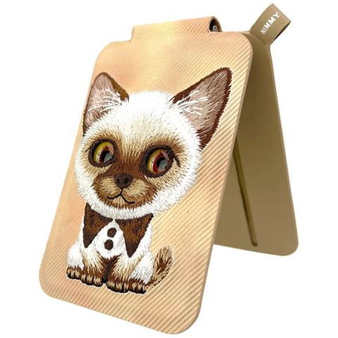 Portfel Magnetyczny Nimmy New Big-Eye Cute Pets 2.0 Cat ze stojakiem na telefon - brązowe