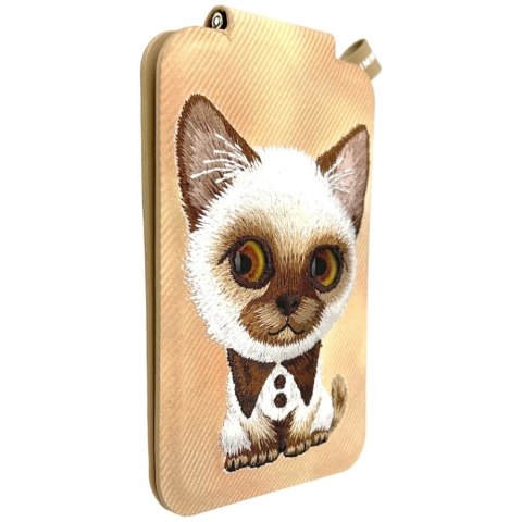 Portfel Magnetyczny Nimmy New Big-Eye Cute Pets 2.0 Cat ze stojakiem na telefon - brązowe