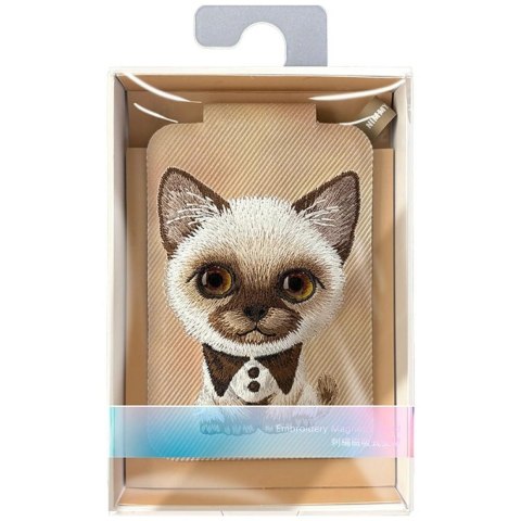 Portfel Magnetyczny Nimmy New Big-Eye Cute Pets 2.0 Cat ze stojakiem na telefon - brązowe