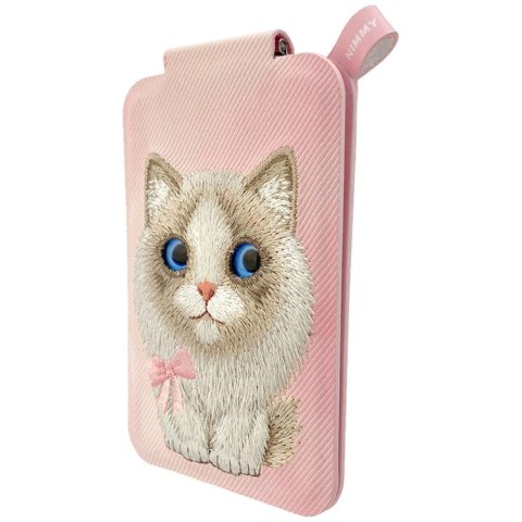 Portfel Magnetyczny Nimmy New Big-Eye Cute Pets 2.0 Cat ze stojakiem na telefon - różowe