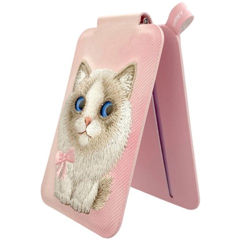 Portfel Magnetyczny Nimmy New Big-Eye Cute Pets 2.0 Cat ze stojakiem na telefon - różowe