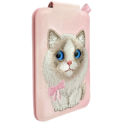 Portfel Magnetyczny Nimmy New Big-Eye Cute Pets 2.0 Cat ze stojakiem na telefon - różowe