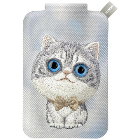 Portfel Magnetyczny Nimmy New Big-Eye Cute Pets 2.0 Cat ze stojakiem na telefon - szary