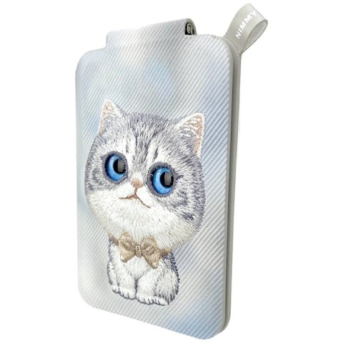 Portfel Magnetyczny Nimmy New Big-Eye Cute Pets 2.0 Cat ze stojakiem na telefon - szary