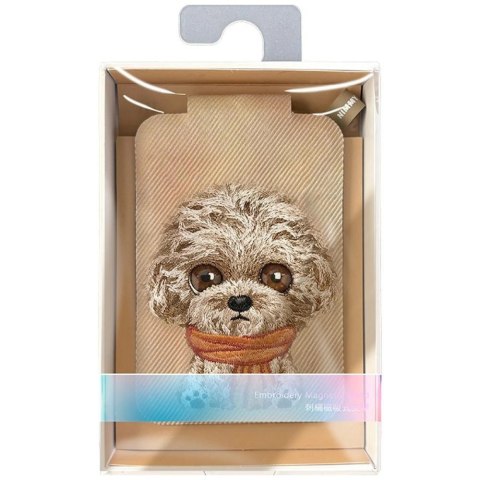 Portfel Magnetyczny Nimmy New Big-Eye Cute Pets 2.0 Dog ze stojakiem na telefon - brązowy