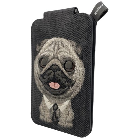 Portfel Magnetyczny Nimmy New Big-Eye Cute Pets 2.0 Dog ze stojakiem na telefon - czarny