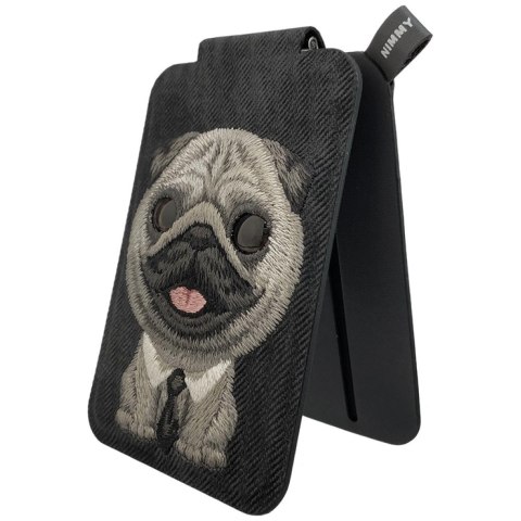 Portfel Magnetyczny Nimmy New Big-Eye Cute Pets 2.0 Dog ze stojakiem na telefon - czarny