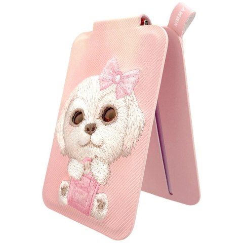 Portfel Magnetyczny Nimmy New Big-Eye Cute Pets 2.0 Dog ze stojakiem na telefon - różowy