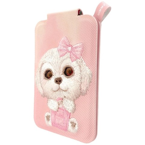 Portfel Magnetyczny Nimmy New Big-Eye Cute Pets 2.0 Dog ze stojakiem na telefon - różowy