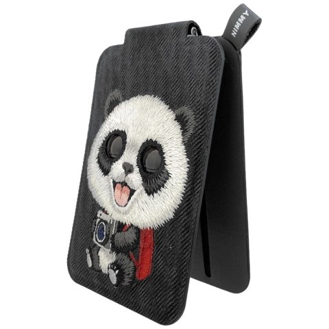 Portfel Magnetyczny Nimmy New Big-Eye Cute Pets 2.0 Panda ze stojakiem na telefon - czarny