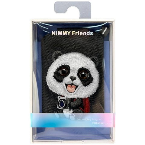 Portfel Magnetyczny Nimmy New Big-Eye Cute Pets 2.0 Panda ze stojakiem na telefon - czarny