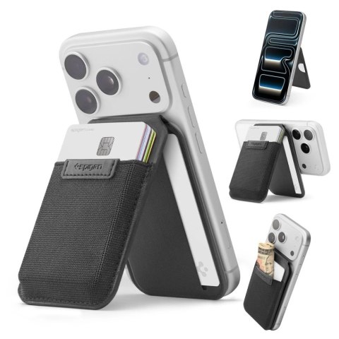 Portfel Spigen Slim Fold S314-4 MagSafe na telefon - czarny