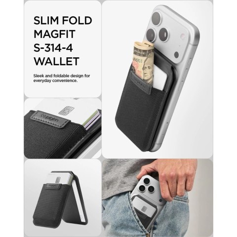 Portfel Spigen Slim Fold S314-4 MagSafe na telefon - czarny