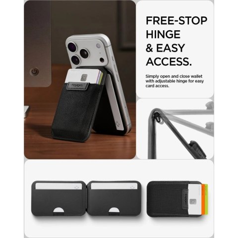 Portfel Spigen Slim Fold S314-4 MagSafe na telefon - czarny