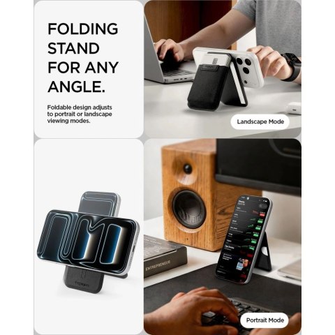 Portfel Spigen Slim Fold S314-4 MagSafe na telefon - czarny