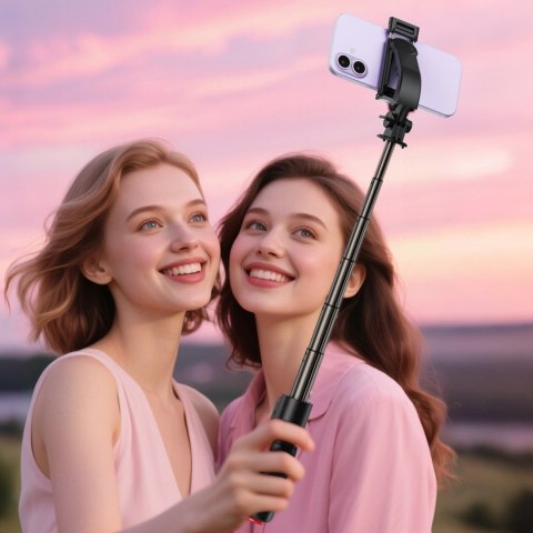 Selfie stick Acefast E42 z automatycznym statywem i pilotem Bluetooth 63 cm - czarny