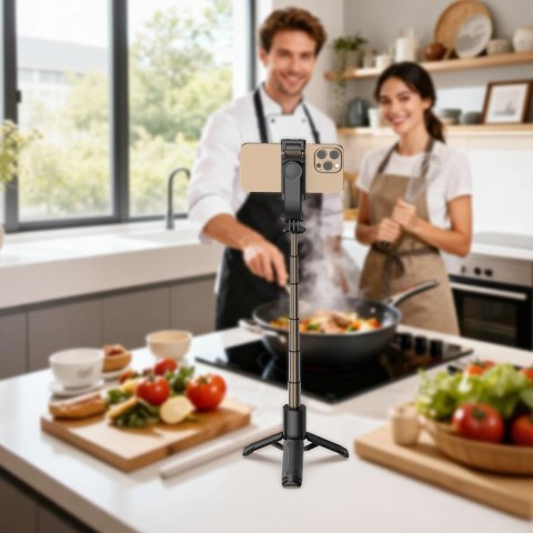 Selfie stick Acefast E42 z automatycznym statywem i pilotem Bluetooth 63 cm - czarny