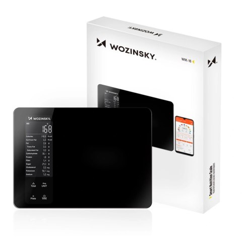 Waga kuchenna Wozinsky WIK-16 inteligentna z wyświetlaczem cyfrowym Bluetooth aplikacja - czarna