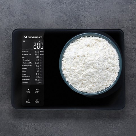 Waga kuchenna Wozinsky WIK-16 inteligentna z wyświetlaczem cyfrowym Bluetooth aplikacja - czarna