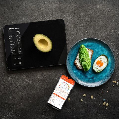 Waga kuchenna Wozinsky WIK-16 inteligentna z wyświetlaczem cyfrowym Bluetooth aplikacja - czarna