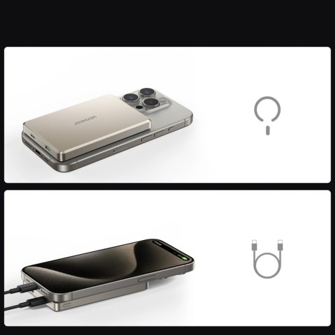 Powerbank Joyroom JR-PBM08 Pro 22,5W 10000mAh z ładowaniem bezprzewodowym 2x USB-C - tytanowy