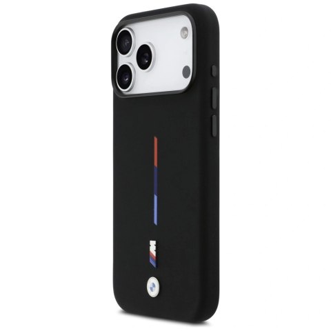 Etui BMW M Silicon Tricolor Line MagSafe na iPhone 17 Pro Max - czarne