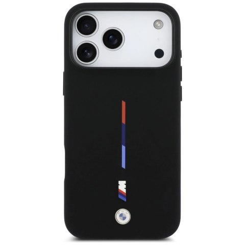 Etui BMW M Silicon Tricolor Line MagSafe na iPhone 17 Pro Max - czarne
