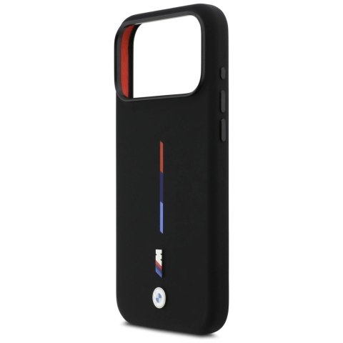 Etui BMW M Silicon Tricolor Line MagSafe na iPhone 17 Pro Max - czarne