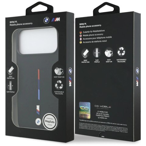 Etui BMW M Silicon Tricolor Line MagSafe na iPhone 17 Pro Max - czarne