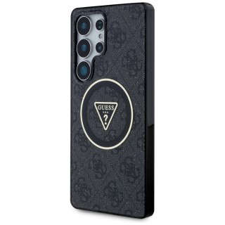 Etui Guess 4G Glitter Triangle Buttons MagSafe na Samsung Galaxy S25 Ultra czarny