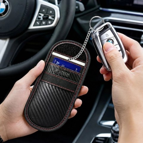 Etui antykradzieżowe Tech-Protect KLR100 RFID - czarno-czerwone