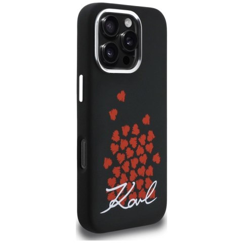 Etui Karl Lagerfeld Silicone Heart Sign Logo MagSafe na iPhone 16 Pro Max - czarne