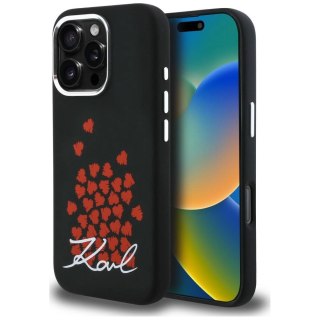 Etui Karl Lagerfeld Silicone Heart Sign Logo MagSafe na iPhone 16 Pro - czarne