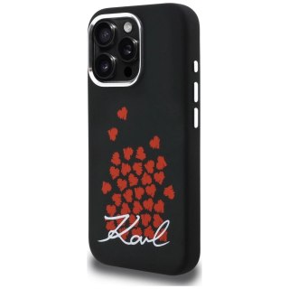 Etui Karl Lagerfeld Silicone Heart Sign Logo MagSafe na iPhone 16 Pro - czarne