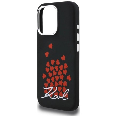 Etui Karl Lagerfeld Silicone Heart Sign Logo MagSafe na iPhone 16 Pro - czarne