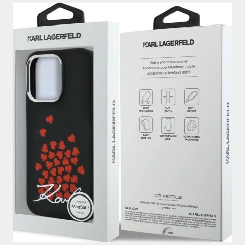 Etui Karl Lagerfeld Silicone Heart Sign Logo MagSafe na iPhone 16 Pro - czarne