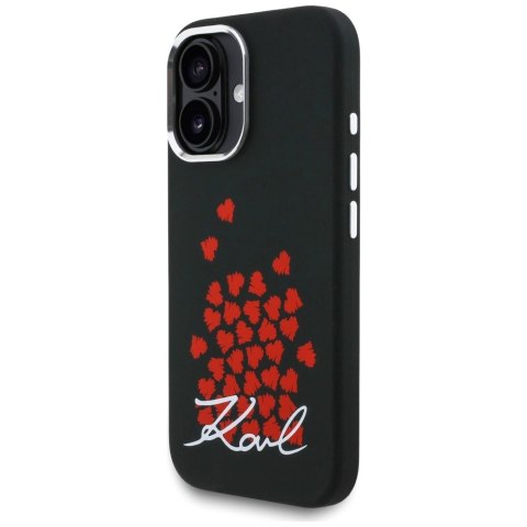 Etui Karl Lagerfeld Silicone Heart Sign Logo MagSafe na iPhone 16 - czarne