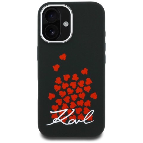 Etui Karl Lagerfeld Silicone Heart Sign Logo MagSafe na iPhone 16 - czarne