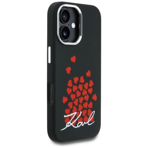 Etui Karl Lagerfeld Silicone Heart Sign Logo MagSafe na iPhone 16 - czarne