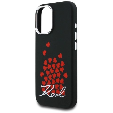 Etui Karl Lagerfeld Silicone Heart Sign Logo MagSafe na iPhone 16 - czarne