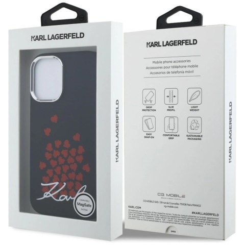 Etui Karl Lagerfeld Silicone Heart Sign Logo MagSafe na iPhone 16 - czarne